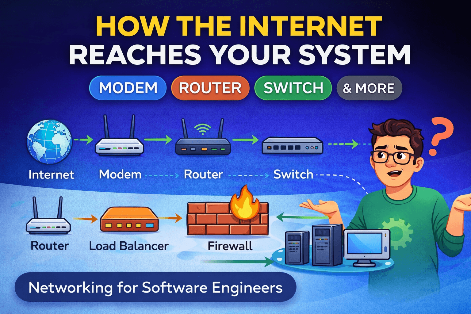 How the Internet Reaches Your System: Modem, Router, Switch, Firewall, and Load Balancer Explained